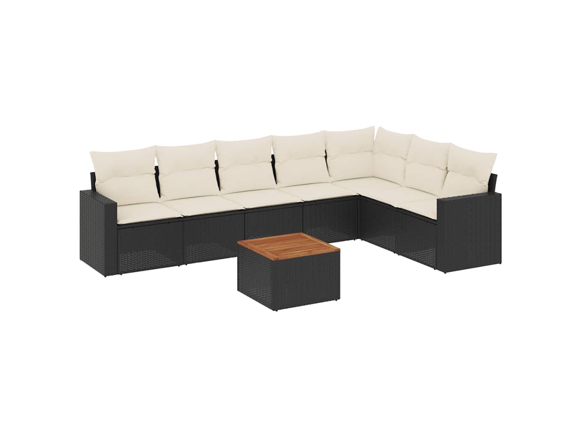 Maison Exclusive - Set De Sofás De Jardín 8 Piezas Y Cojines Ratán Sintético Negro