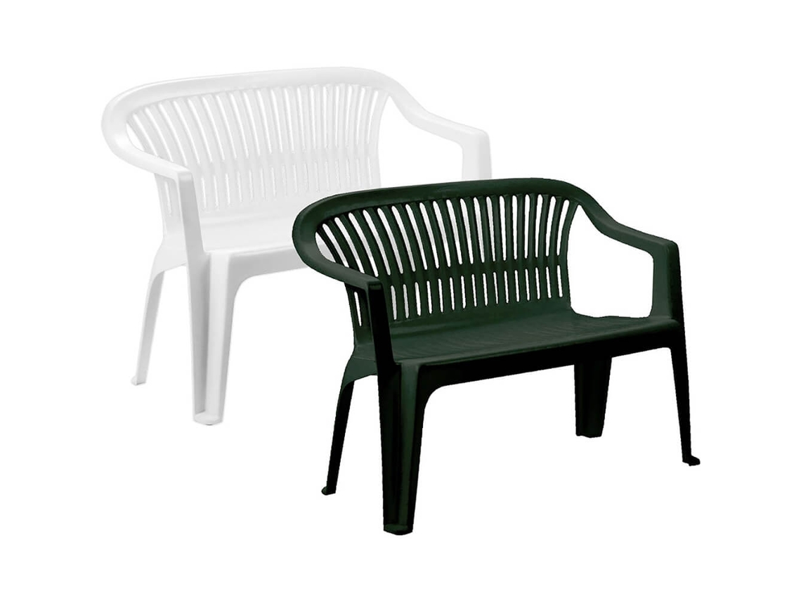 Banco de jardín con brazos - DIVA Verde - 114x55x82 cm