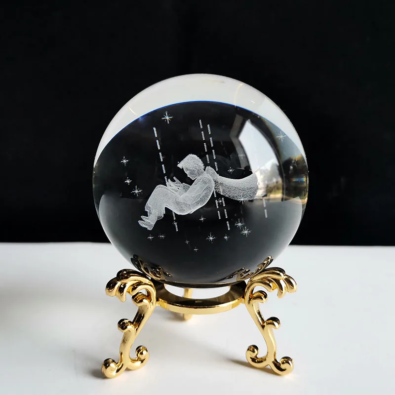 (estilo 3 60 Mm) Bola De Cristal De 60 Mm, Esfera De Vidrio Tallada En 3d, Pisapapeles Con Base.