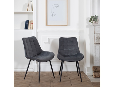 Sillas HAPPY GARDEN Louise (Terciopelo - Gris - 44 x 51 x 83 cm cm)