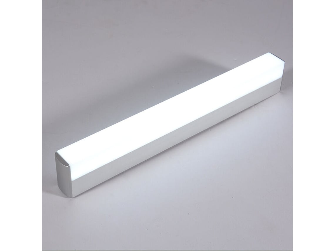Aplique De Pared Con Pantalla Cerrada De Acero Inoxidable + Iluminación Para Maquillaje, Bajo Consumo, Led De Alto Brillo - 55 Cm, Luz Blanca