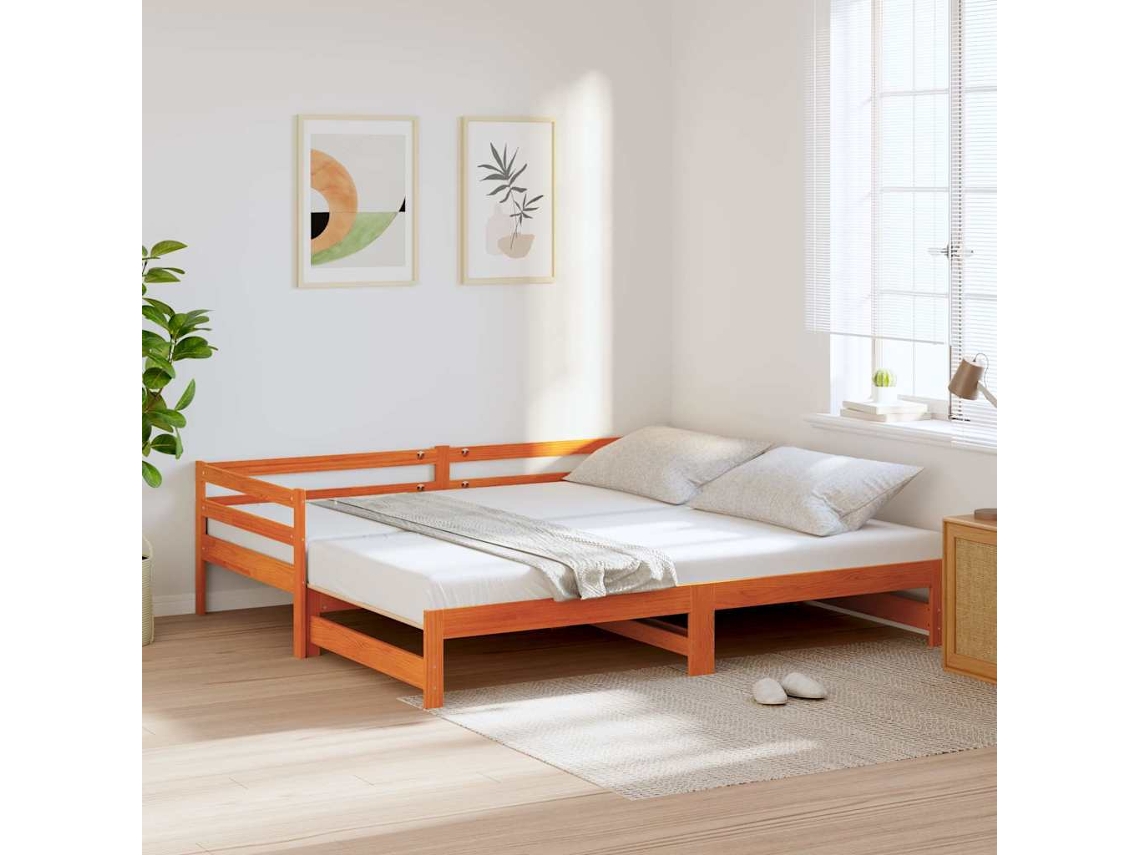 Sofá Cama Nido Madera Maciza De Pino Marrón Cera 80x200 Cm