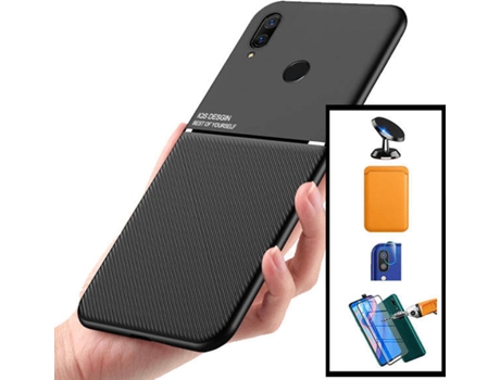 Kit Carcasa, Protector y Soporte Magnético Huawei P Smart Z PHONECARE Magnetic Lux, Magentic Wallet y Protector Trasera Naranja