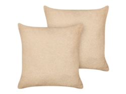 Cojines decorativos de estilo moderno BELIANI Leuzea de Bouclé Beige 45x45x4