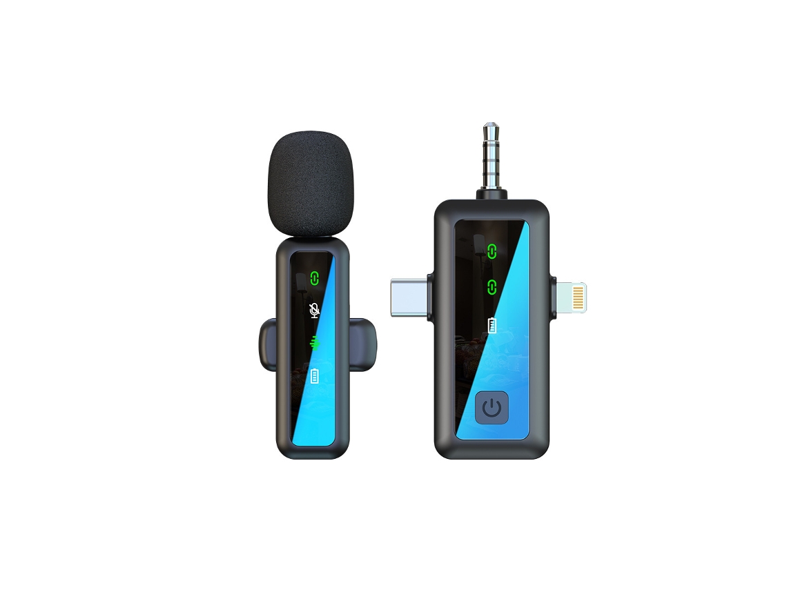 Micrófono de solapa inalámbrico 3 en 1 de Digitallab con reducción de ruido inteligente para iPhone, iPad y cámara Android (micrófono único)
