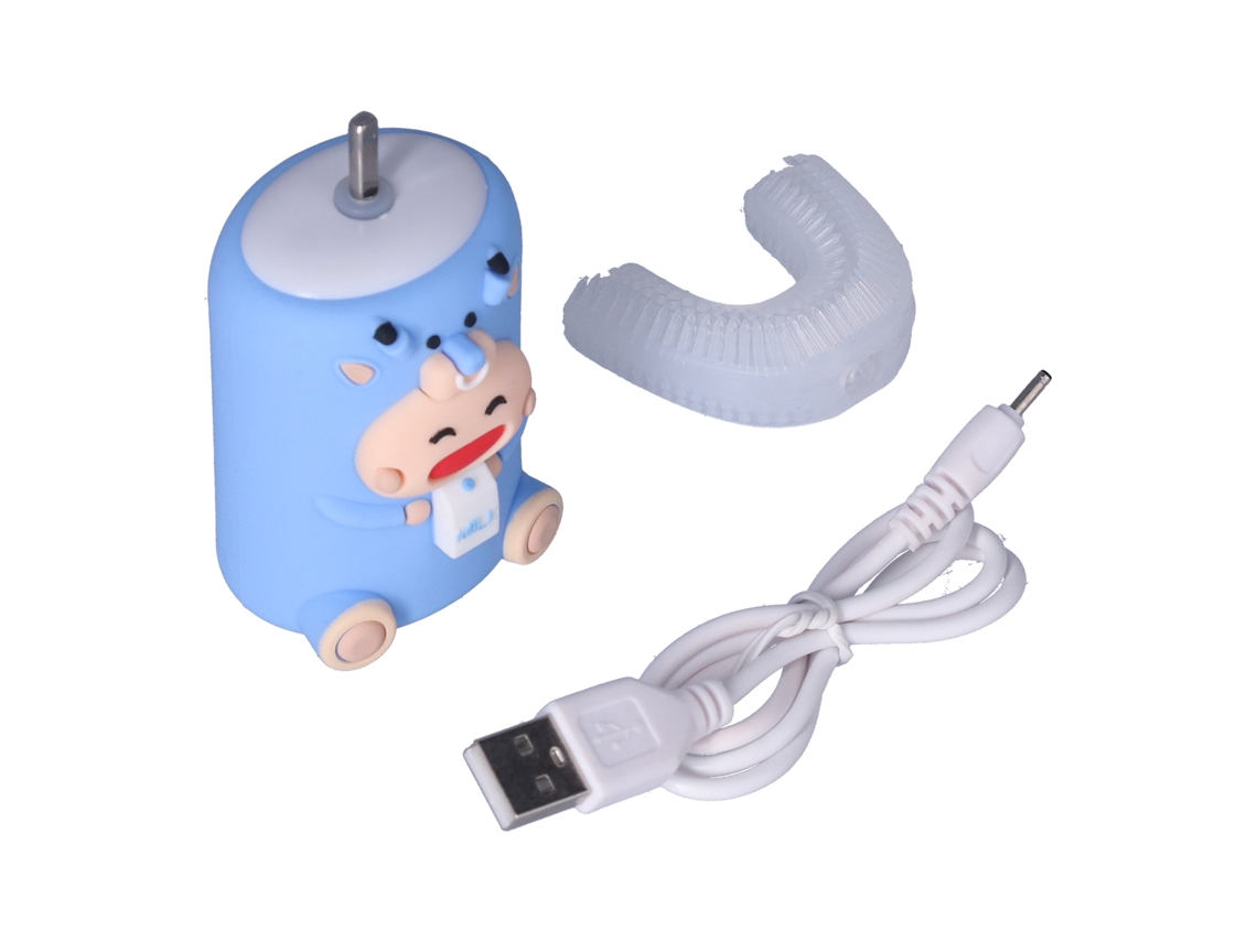 Cepillo de dientes eléctrico recargable para niños, forma de U, azul