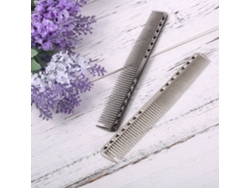 Pente De Aço Inoxidável Profissional Para Cabeleireiro Corte E Penteado Metal Prata 2 Em 1
