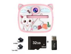 Siurn Hd 1080p Cámara Instantánea Gatito Rosa32glector De Tarjetasotg