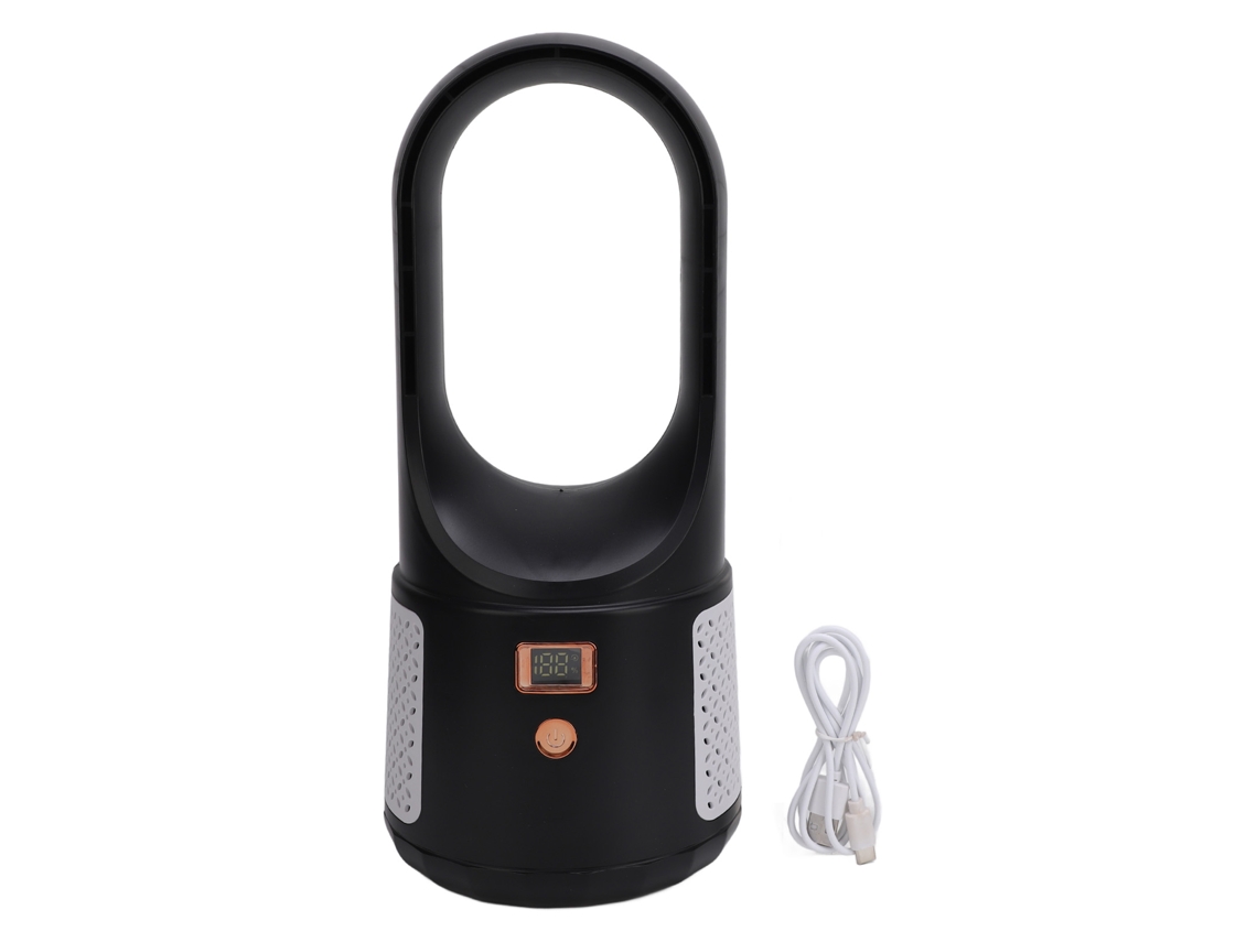 Ventilador de escritorio USB, sin aspas, 6 velocidades, silencioso, negro.