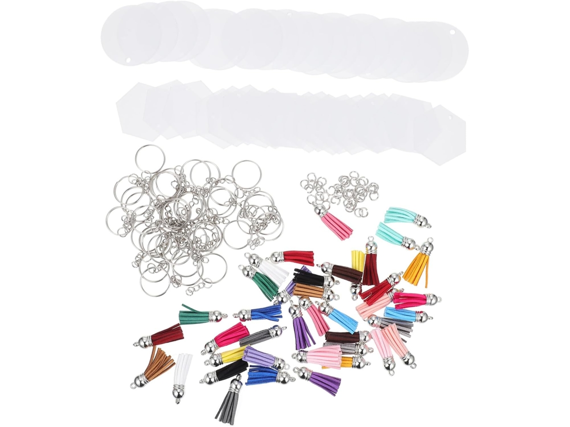 Kit Para Chaveiro Faça Você Mesmo Com Argola, Materiais Em Branco Para Criação De Pingentes.