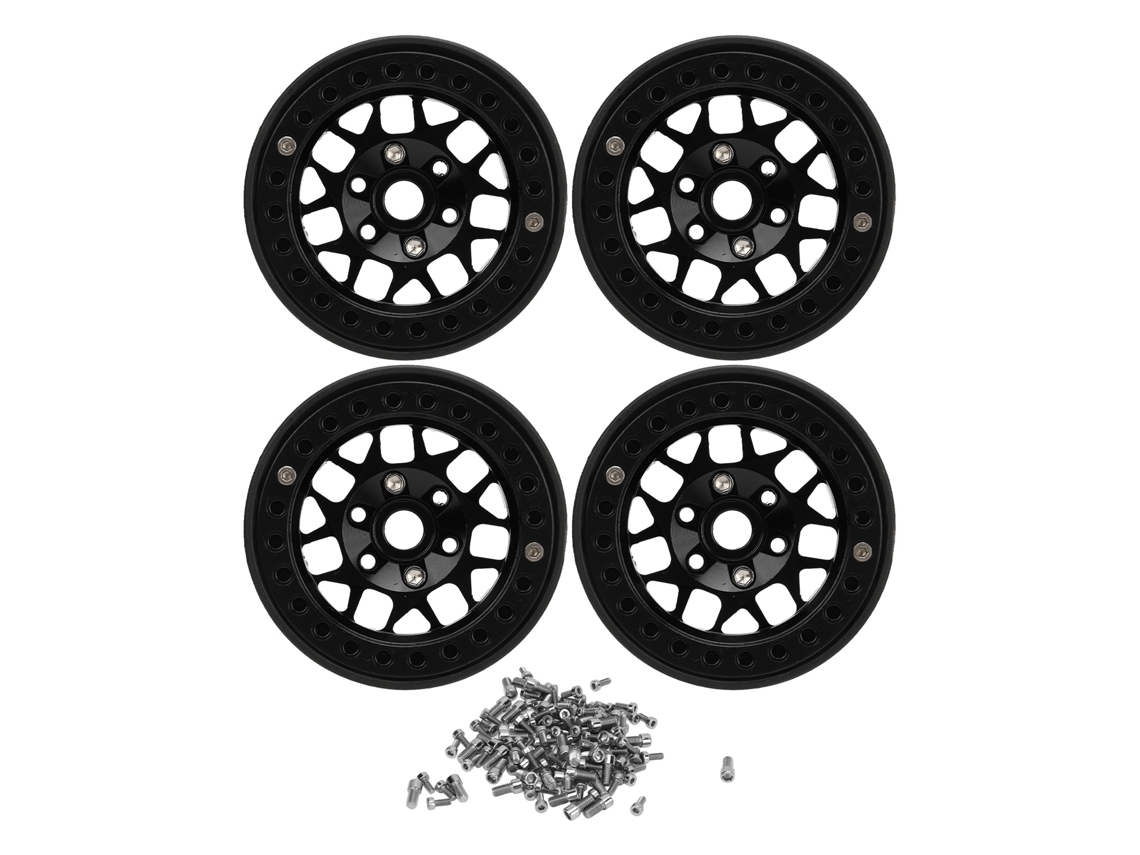 Ymsl 4 Piezas Llantas De Aluminio Universal 1.9in Para Rc Crawler Beadlock Rims Scx10 Scx10 Ii Negro Hxl