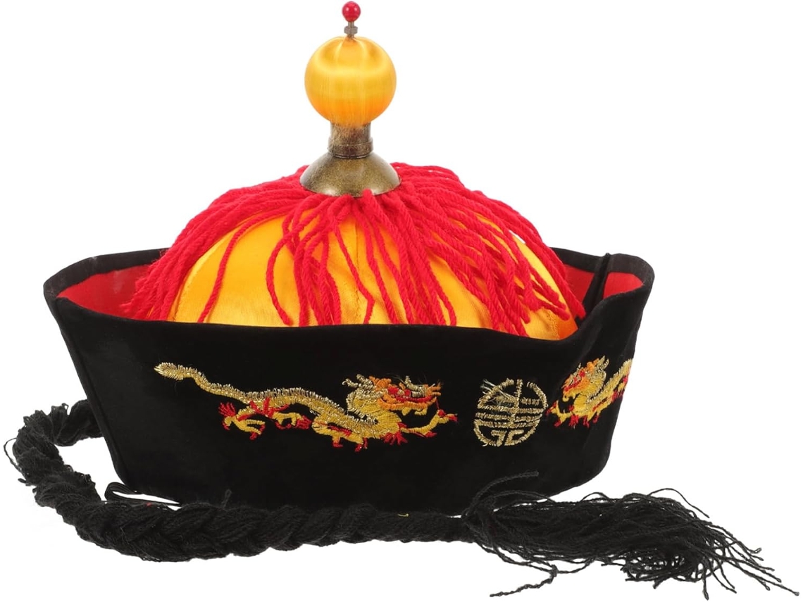 Chapéu Trançado Estilo Qing, Tamanho Adulto, Material Macio E Confortável, Acessório.