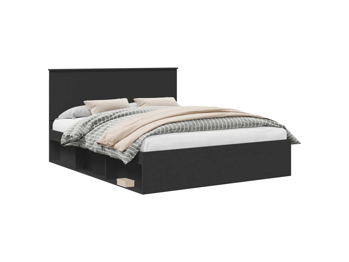 Maison Exclusive - Estructura De Cama Negro 160 X 200 Cm Madera De Pino Macizo