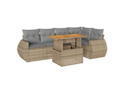 Conjunto 6 De Sofás Para Jardín VIDAXL Beige Poli Ratán(100 x 55 x 73 cm)