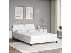 Estructura De Cama Sin Colchón Cuero Sintético Blanco 140x190cm