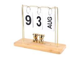 Calendario Perpetuo Con Diseño De Osito De Peluche, De Madera Y Metal, Decorativo Para Escritorio, Reutilizable.