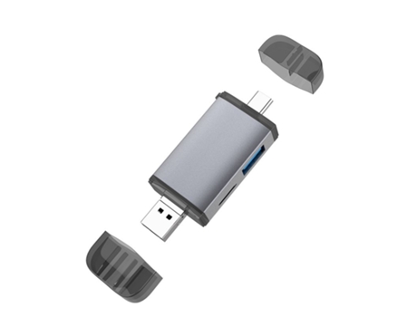 Multifunción 6 en 1 Tipo-c Lector de tarjetas OTG SD/TF/ con USB negro