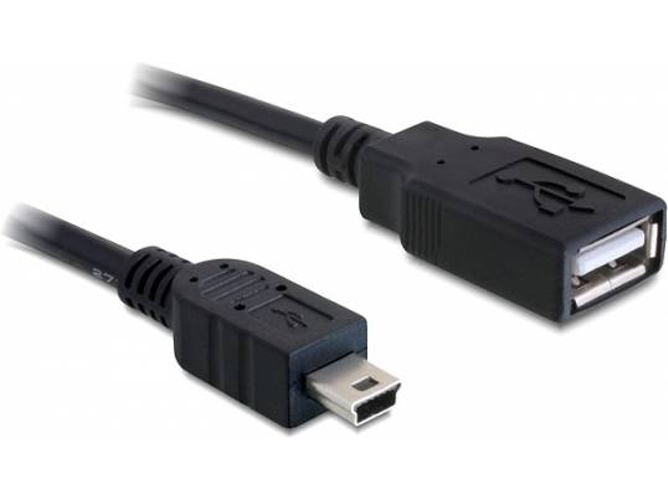 Cable USB DELOCK USB A/Mini-USB B 0.5 m Macho/Macho Negro