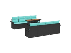 Maison Exclusive - Conjunto De Sofá De Jardín 9 Pcs Negro Poliratán
