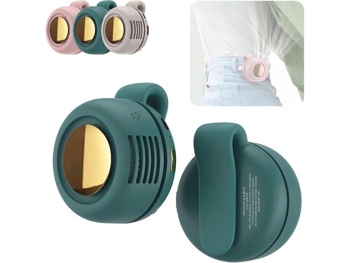 Ventilador Portátil Sin Aspas Clip, 3 Velocidades, Recargable Usb, Para Exterior Viaje Oficina Verde 2025 Verde