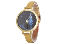 Reloj De Pulsera Casual De Cuarzo Para Mujer Zhoulianfa Amarillo Con Correa De Piel Sintética.