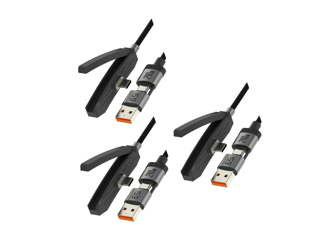 Cable De Carga Rápida Invisible De 240 W Usb C 65 De Doble Puerto Trenzado