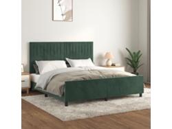 Estructura Cama Sin Colchón Terciopelo Verde Oscuro 160x200 Cm