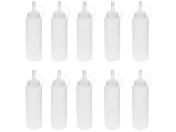 2026-11747-10 Botellas De Presión 8oz 230ml Sin Fugas, Plástico Pe Transparente Bpa Free Para Salsas Y Líquidos