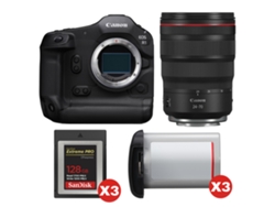 EOS R1 + RF 24-70 mm F/2.8 L IS USM + 3 tarjetas Sandisk Extreme Pro de 128 GB Cfexpress Tipo B + 3 tarjetas Canon LP-E19 + Libro electrónico Pricedirect CANON
