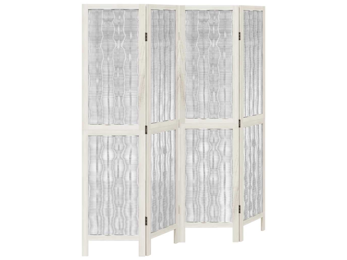 Biombo separador de ambientes, 4 paneles en madera de paulownia y ramas de sauce blanco Dec030853