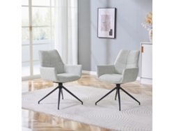 Juego De 2 Sillones Giratorios Tapizados De 360°, Tela Color Beige Grisáceo.