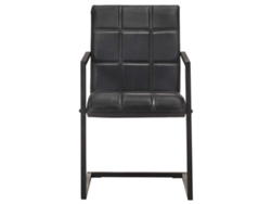 Maison Exclusive - Sillas Voladizas De Comedor 2 Unidades Cuero Auténtico Negro