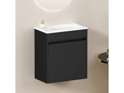Mueble De Baño Negro De 46 Cm Con Cierre Suave.