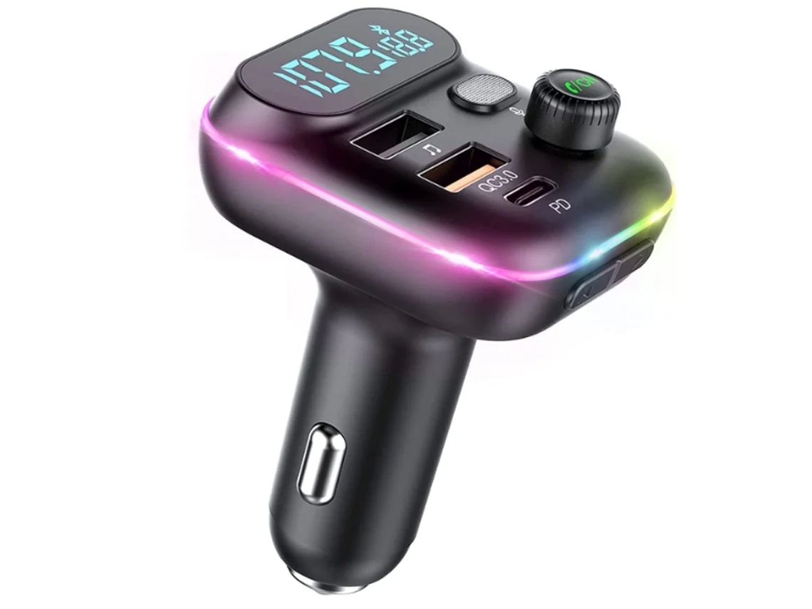 Transmisor Fm Bluetooth 5.0 para llamadas manos libres para automóvil Puertos USB duales 18W Pdqc3.0 Soporte Reproductor Mp3 YIZHOOD