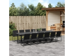 Conjunto De 13 Peças De Jantar Para Jardim Textilene Preto Dkd Home Decor