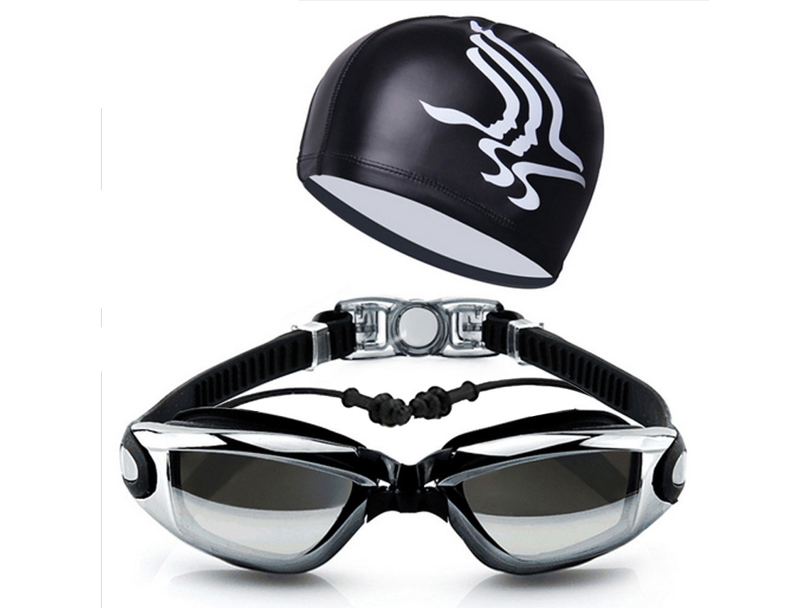 Gafas de natación antivaho con revestimiento UV, antifugas, incluye pinza nasal y tapones para los oídos gratis para adultos y niños.