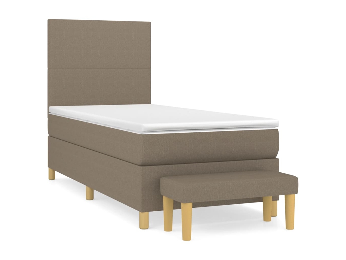 Maison Exclusive - Cama Box Spring Con Colchón Tela Gris Taupe 80x200 Cm
