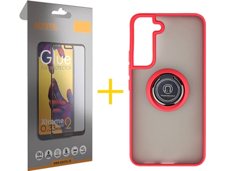 Carcasa + Protector de Pantalla para Samsung Galaxy S22 Plus 5G ACCETEL Rojo
