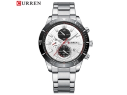 Reloj De Pulsera Informal Para Hombre (blanco Plateado) Resistente Al Agua, Con Seis Manecillas, Correa De Acero Inoxidable Y Diseño Multifuncional.