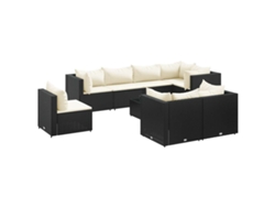 Maison Exclusive - Set De Muebles De Jardín 9 Pzas Y Cojines Ratán Sintético Negro