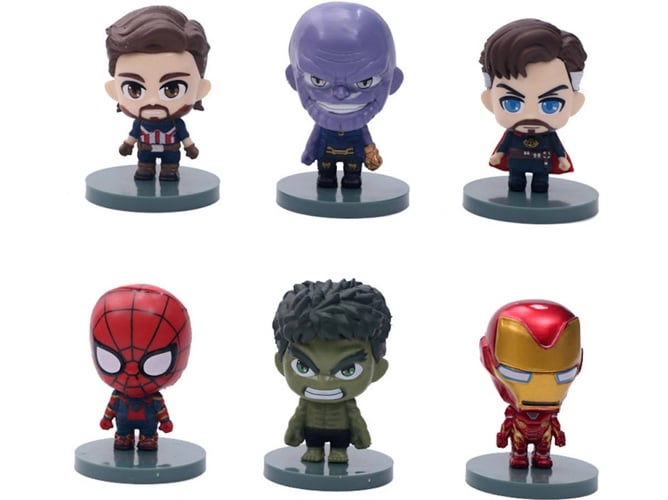 6 Figuras EASTVAPS Anime Avengers Iron Man Spider-Man Hulk