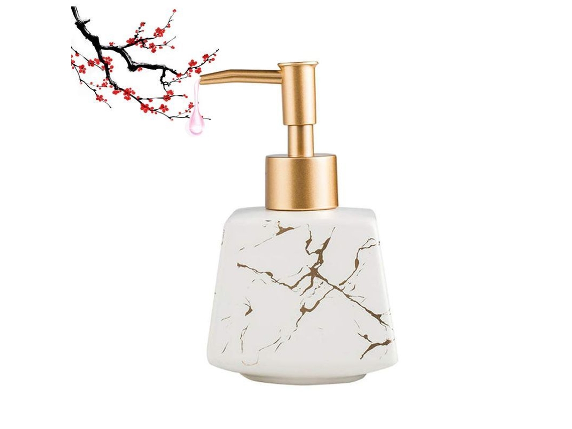 2026-dispensador De Jabón Cerámico Linjou Con Textura De Mármol, 260ml, Rellenable, Antideslizante, Para Baño Y Cocina