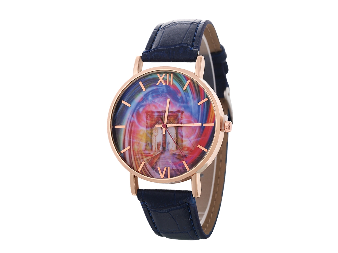 Reloj De Pulsera Unisex Elegante De Cuarzo Azul Marino Para Parejas.
