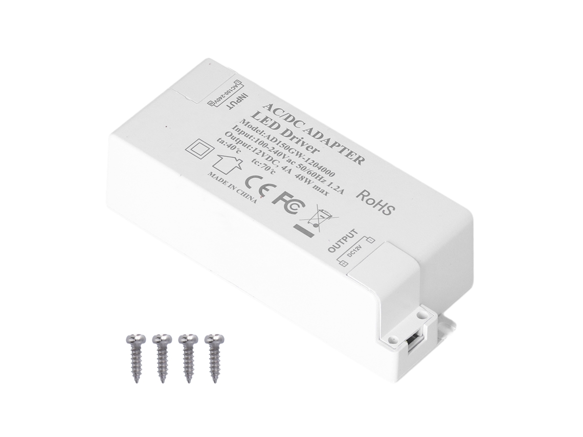 Controlador Led Dc12v 4a 48w Transformador De Lámpara Fuente Alimentación Para Hogar Ac100‑240v