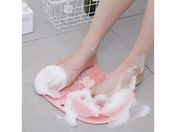 Cepillo De Pies De Silicona Para Ducha Com Massagem Exfoliante Limpiador Profundo Aumenta A Circulação Sangüínea Tamanho 28x24.5x4cm Rosa