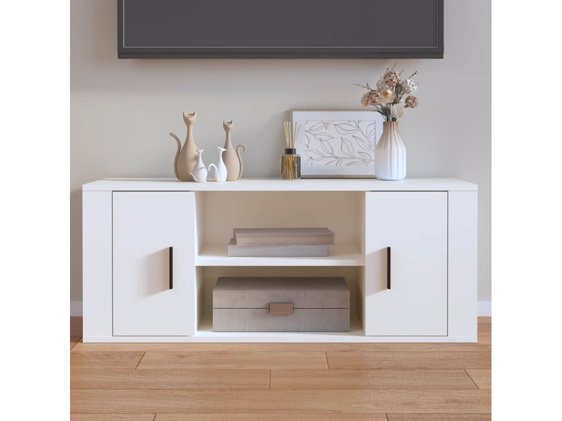 Mueble Para Tv | Armario Para Tv | Gabinete De Tv Madera Contrachapada Blanco 100x35x40 Cm