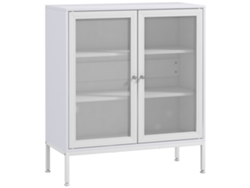 Aparador De Comedor Con Puertas De Malla Metálica Y Estantes Ajustables, Blanco, 80x37x92