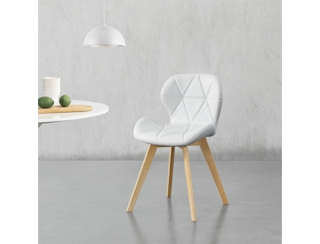 Juego de Sillas de Comedor [EN.CASA] Älmhult Blanco (Cuero sintético, Haya - 81 x 57 x 49 cm)
