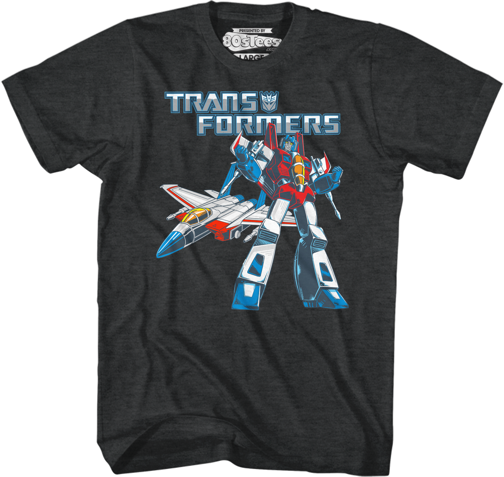 Camisetas Unisex DEEPSTONE Retro Starscream Transformers brezo negro (L)