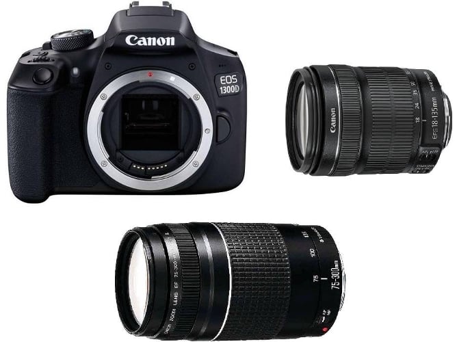 Kit Cámara Réflex CANON EOS 1300D + EF-S 18-135 mm F3.5-5.6 IS STM + EF 75-300mm F4-5.6 III